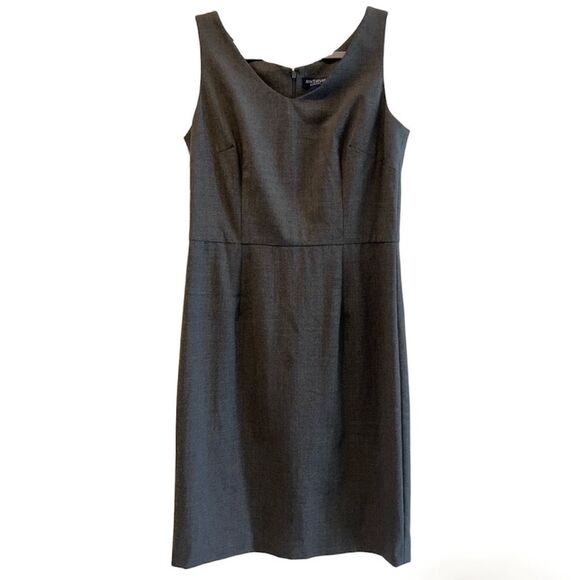 Ann Taylor Formal Career Wool Sleeveless Gray V-Neck Sheath Dress Size 10 - Picture 1 of 6